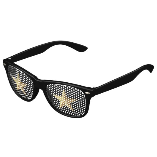 Lunettes De Fête Enfant Étoiles D'Or 3-D Sur Noir (Angle)