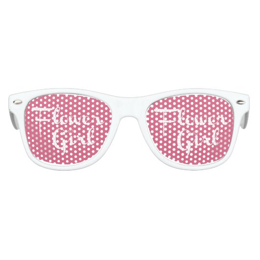 Lunettes De Fête Enfant Fleur Retro Script blanc sur rose (Devant)