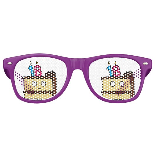 Lunettes De Fête Retro 18e anniversaire gâteau aux bougies (Devant)