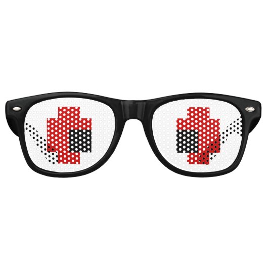 Lunettes De Fête Retro 8 bits Éffrayants yeux rouges (Devant)