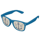 Lunettes De Fête Retro Ancre encadrée bleue (Angulaire)