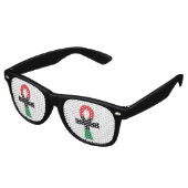 Lunettes De Fête Retro Ankh rouge, noir et vert (Angulaire)