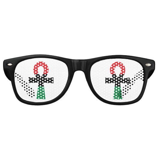 Lunettes De Fête Retro Ankh rouge, noir et vert (Devant)