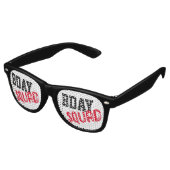 Lunettes De Fête Retro Anniversaire Squad Black White & Red Anniversaire  (Angulaire)