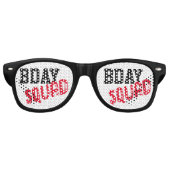 Lunettes De Fête Retro Anniversaire Squad Black White & Red Anniversaire  (Devant)