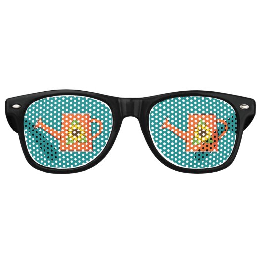 Lunettes De Fête Retro Arrosage orange avec tournesol (Devant)
