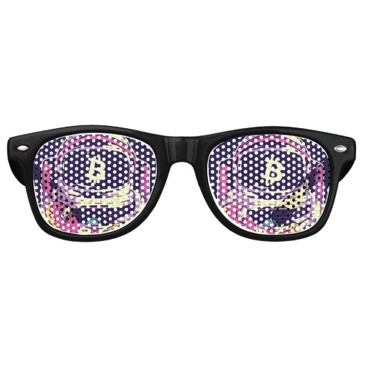 Lunettes De Fête Retro Astronaut BITCOIN-Crypto (Devant)