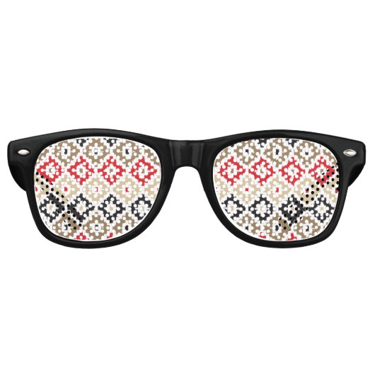 Lunettes De Fête Retro Aztec Tribal Print Ikat Diamond Motif (Devant)