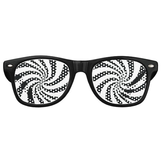 Lunettes De Fête Retro Balayage noir et blanc psychédélique (Devant)