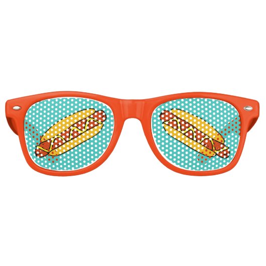 Lunettes De Fête Retro Ballpark de base-ball Grill Out BBQ Hot Dogs (Devant)