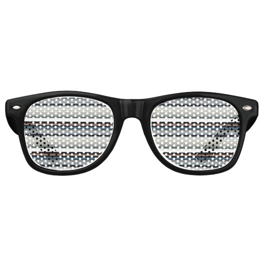 Lunettes De Fête Retro Bandes blanches gris mignonnes (Devant)