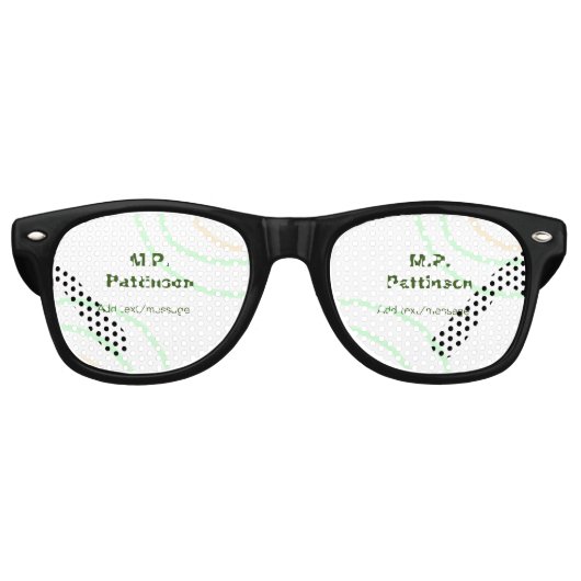 Lunettes De Fête Retro Bandes orange vertes ajouter le nom message texte (Devant)