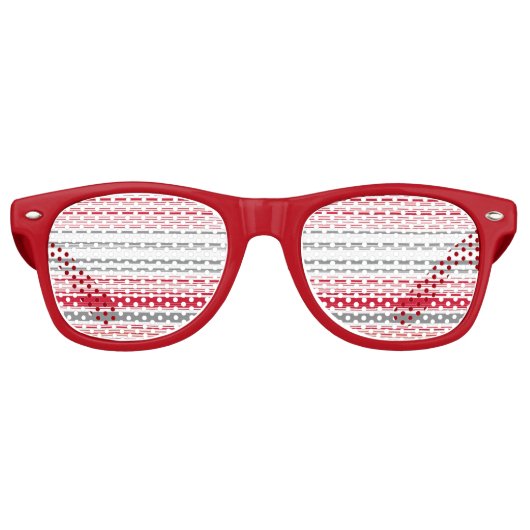 Lunettes De Fête Retro Bandes rouges gris mignonnes (Devant)