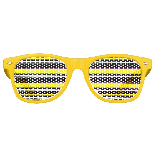 Lunettes De Fête Retro Belles rayures jaunes noirs (Devant)