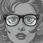 Lunettes De Fête Retro Big Blue Eyes