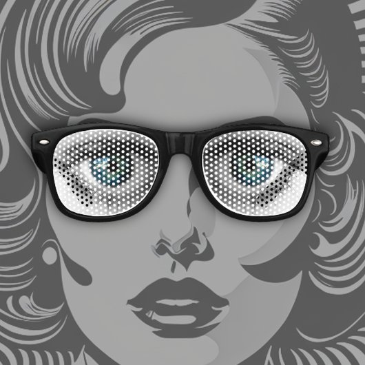 Lunettes De Fête Retro Big Blue Eyes