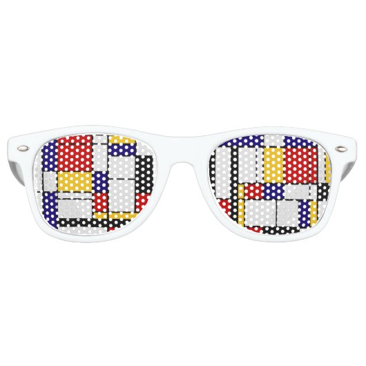 Lunettes De Fête Retro Blocs de couleurs Mondrian (Devant)