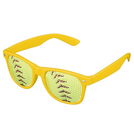 Lunettes De Fête Retro Boule de softball jaune (Angulaire)