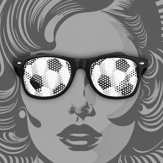 Lunettes De Fête Retro Boules de soccer noir et blanc