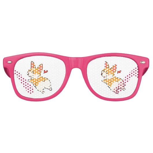 Lunettes De Fête Retro Boutons Corgi (Devant)