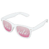 Lunettes De Fête Retro Bride rose en Mariage de script (Angulaire)
