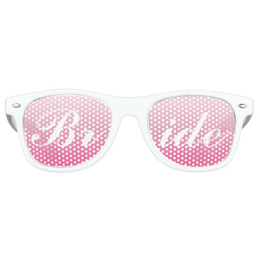 Lunettes De Fête Retro Bride rose en Mariage de script (Devant)