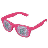 Lunettes De Fête Retro Bright Pink/Aqua X Motif Globe Design avec Monogra (Angulaire)