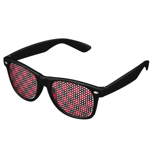 Lunettes De Fête Retro Buffle rouge et noir, Motif Plaid (Angulaire)