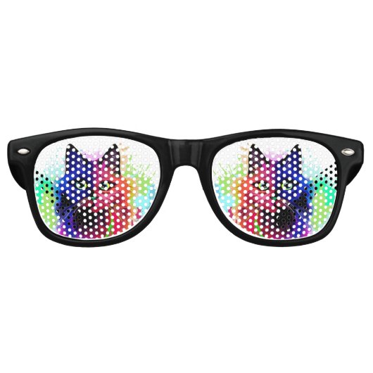 Lunettes De Fête Retro Cat Trippy Psychedelic Pop Art (Devant)