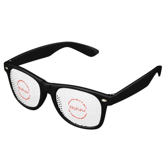 Lunettes De Fête Retro cercle rouge simple ajouter votre nom lettre texte (Angulaire)
