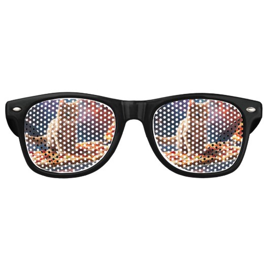 Lunettes De Fête Retro Chat surfant une pizza dans le cosmos (Devant)