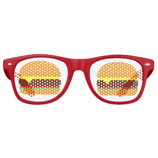 Lunettes De Fête Retro Cheeseburger Funny Restauration rapide (Devant)
