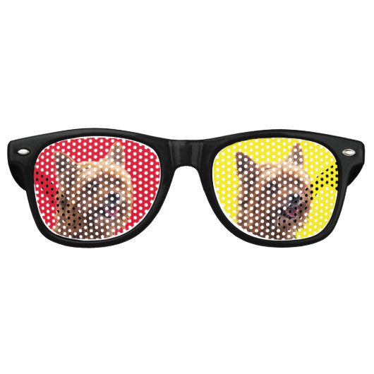 Lunettes De Fête Retro Chien rouge et jaune (Devant)