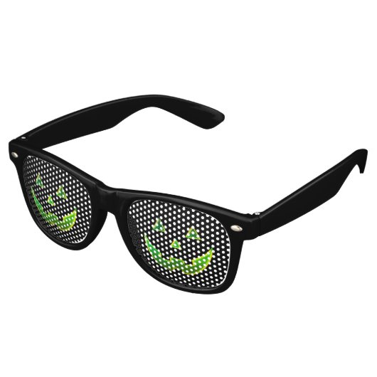 Lunettes De Fête Retro Citrouille Jack-o'-lantern noir néon vert Hallowee (Angulaire)