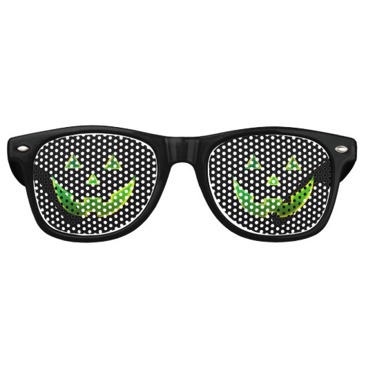 Lunettes De Fête Retro Citrouille Jack-o'-lantern noir néon vert Hallowee (Devant)