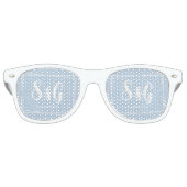 Lunettes De Fête Retro Clair bleu élégant Script Novelty Initiales Mariag (Devant)