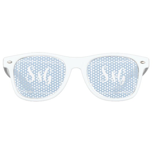 Lunettes De Fête Retro Clair bleu élégant Script Novelty Initiales Mariag (Devant)