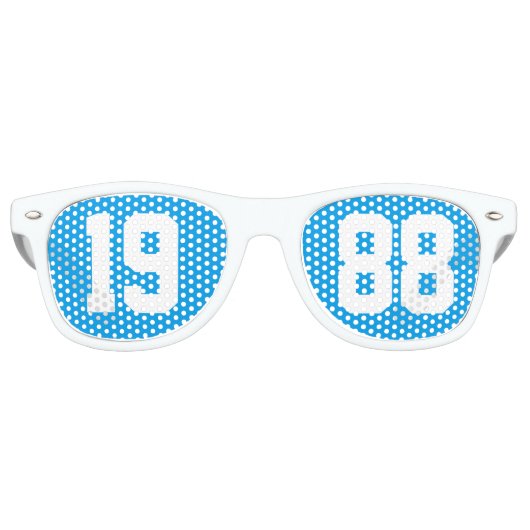 Lunettes De Fête Retro Classe de 1988 35ème Lycée Réunion Bleu Blanc (Devant)