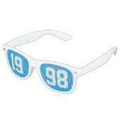 Lunettes De Fête Retro Classe de 1998 25e Lycée Réunion Bleu Blanc (Angulaire)