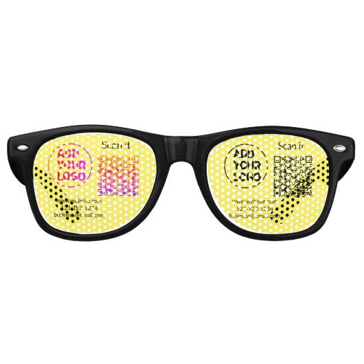 Lunettes De Fête Retro Code QR minimal simple ajouter logo scanner nom du (Devant)