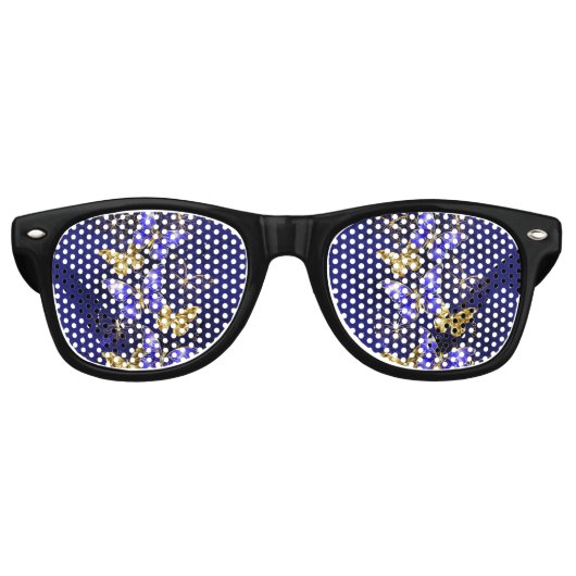 Lunettes De Fête Retro Composition avec papillons Sapphire (Devant)