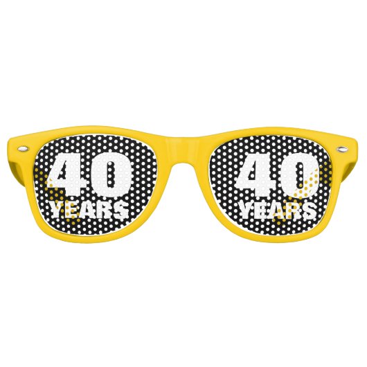 Lunettes De Fête Retro Cool 40ème Mariage Anniversaire nuances de fête (Devant)