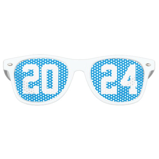 Lunettes De Fête Retro cool de la fête de graduation 2024 Varsity bleue (Devant)