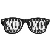 Lunettes De Fête Retro Cool noir XOXO Hugs et baisers (Devant)