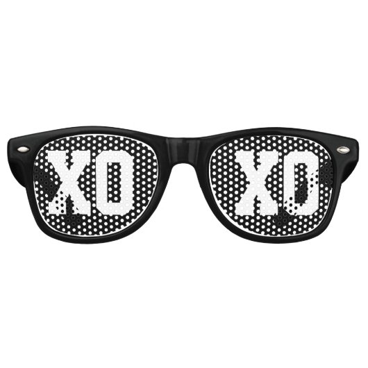 Lunettes De Fête Retro Cool noir XOXO Hugs et baisers (Devant)