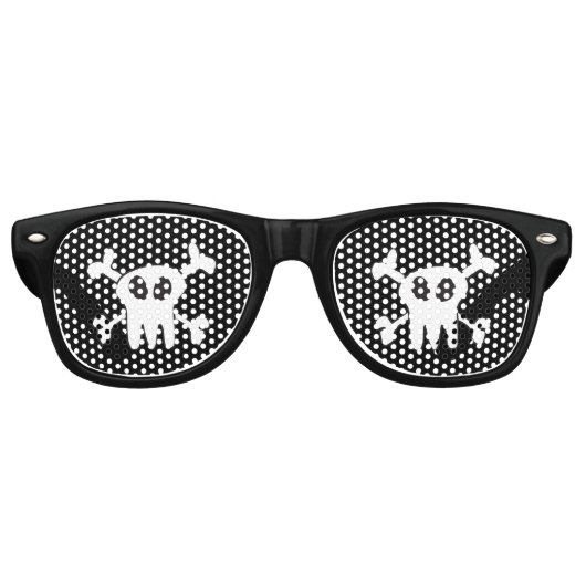 Lunettes De Fête Retro Crâne noir et blanc (Devant)