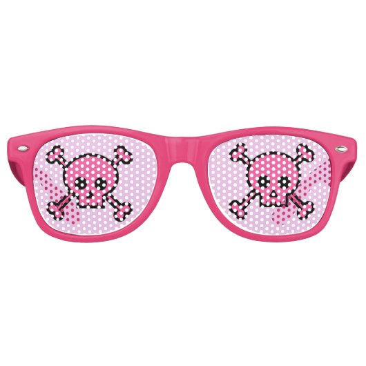 Lunettes De Fête Retro Crâne rose Goth Girl Cute Emo (Devant)