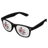 Lunettes De Fête Retro Croissant mécanique avec roses rouges (Angulaire)