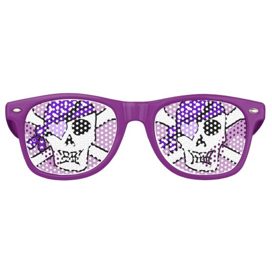 Lunettes De Fête Retro Crossbones de pirates violets (Devant)