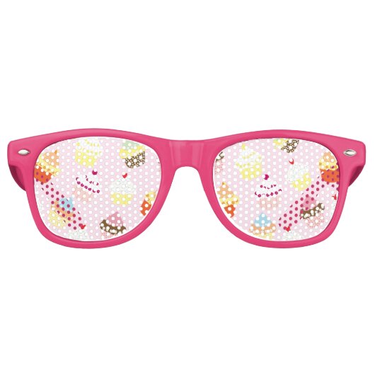 LUNETTES DE FÊTE RETRO CUPCAKES MOTIF ROSE (Devant)